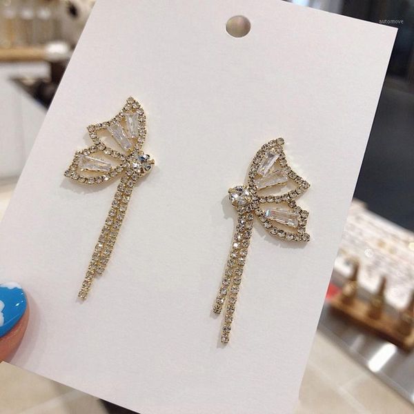 

dongdaemun of south korea full of butterfly tassel earrings hong kong style personality high sense earrings1, Silver