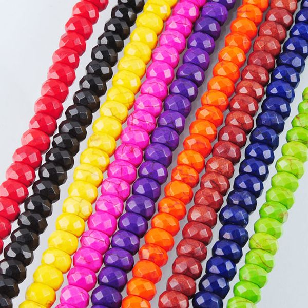 

wojiaer howlite turquoise gem stone 4x7mm faceted abacus spacer loose beads for necklace diy jewelry making by941, Black