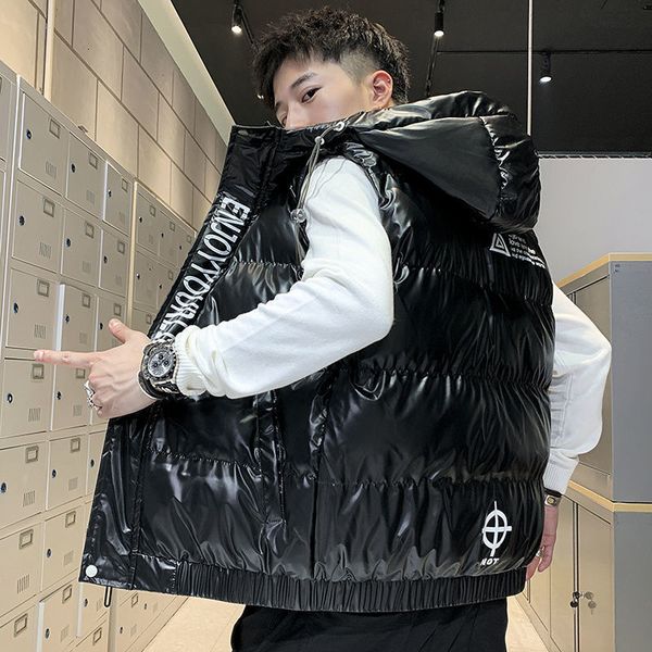 

men's waistcoat autumn and winter 2020 korean fashion handsome thickened warm down jacket cotton vest, Black;white