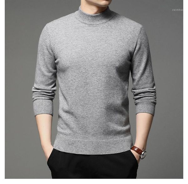 

new autumn/winter 2020 men's turtleneck sweater fashion solid color thickened warm bottom shirt men's clothes1, White;black