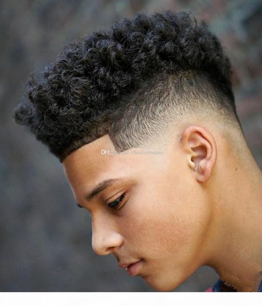 

off black color 10mm bigger afro kinky low to medium density lace with pu base mens toupee for black men