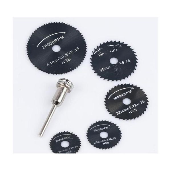 

6pcs/set for dremel cutoff circular saw hss rotary blades tool cutting discs mandrel cutoff mini circular saw blade wholesale