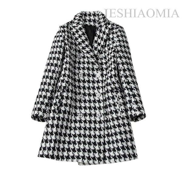 

women's wool & blends 2021 autumn notch collar double breasted coat, Black