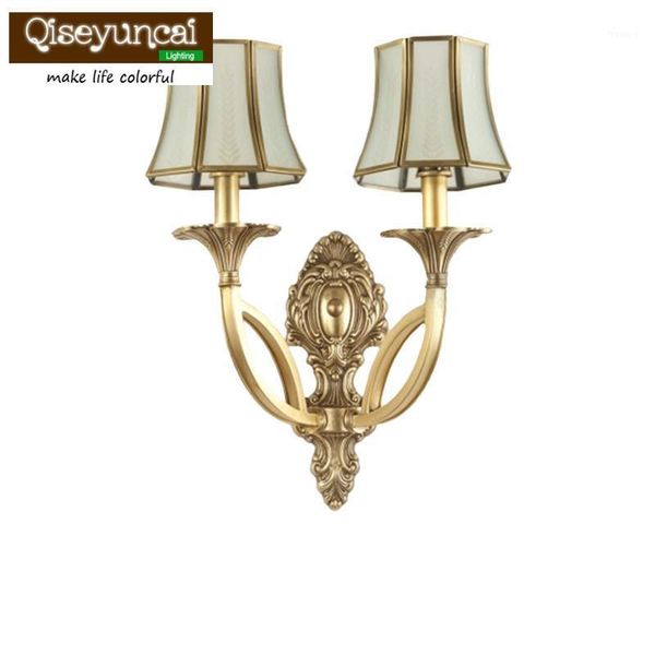 

qiseyuncai 2021 new rustic copper wall lamp living room tv wall aisle study bedroom copper lamp1