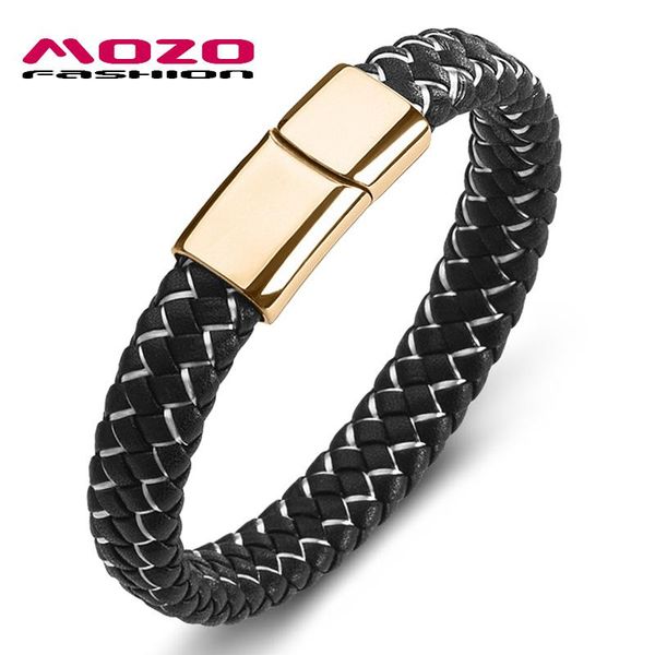 

браслет мужчины мода ювелирные изделия плетеная кожа ручной работы модный нержавеющая сталь застежка для мужской запястья sqcaqh, Golden;silver