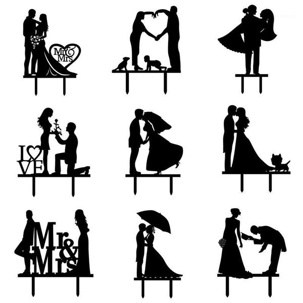 

marry me love heart rose mr & mrs cake flag bride groom with cat cake ers for wedding anniversary party baking decor1