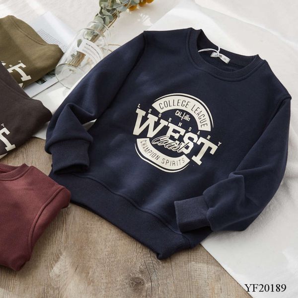 

casual korean children's clothing printed letters warm sweater student thickened long sve t-shirt, Black
