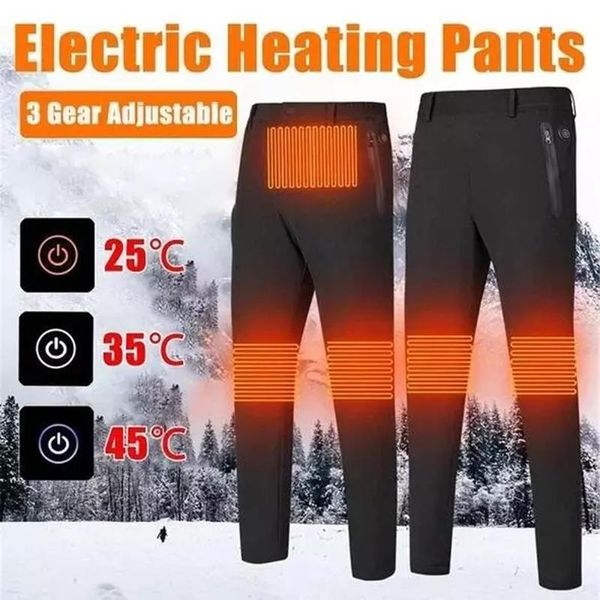 

men's pants self heating thermals usb electric heated warm winter warmer trousers elastic jl, Black