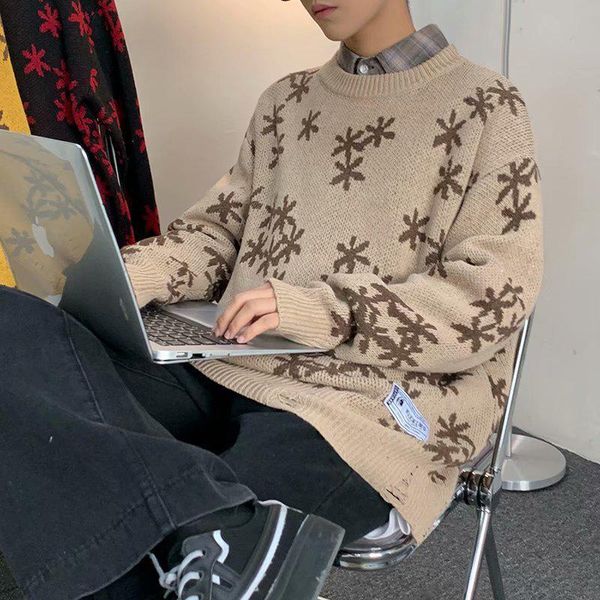 

autumn and winter new round neck sweater men's korean style lovers knitted bottoming shirt loose casual top, White;black