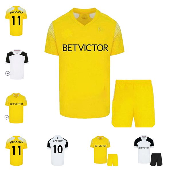

20 21 fans version mitrovic cairney soccer jerseys league 2020 2021 seri i.cavaleiro anguissa home away men kids set football shirts uniform, Black;yellow