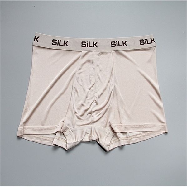 

1pc 100% pure silk knit men's underwear boxer size l xl 2xl 3xl sg106 y200415, Black;white