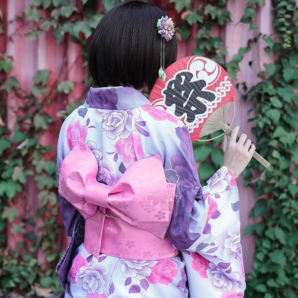 

japanese traditional 100% cotton kimono with obi japan flower bathrobes women yukata sleepwear bath robe 0127031, Red