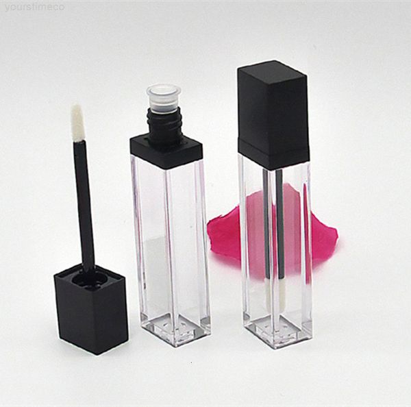 

plastic 7ml gloss clear square empty tubes lipgloss sample container cosmetic lip glaze packaging bottle dhl free