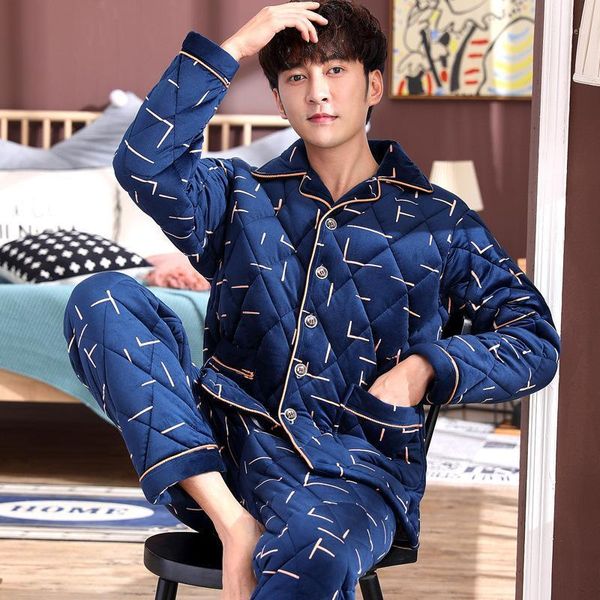 

mimi sleeve three layer cotton pajamas thickened v-neck large fattening simple home clothes for middle-aged and young people1, Black;brown