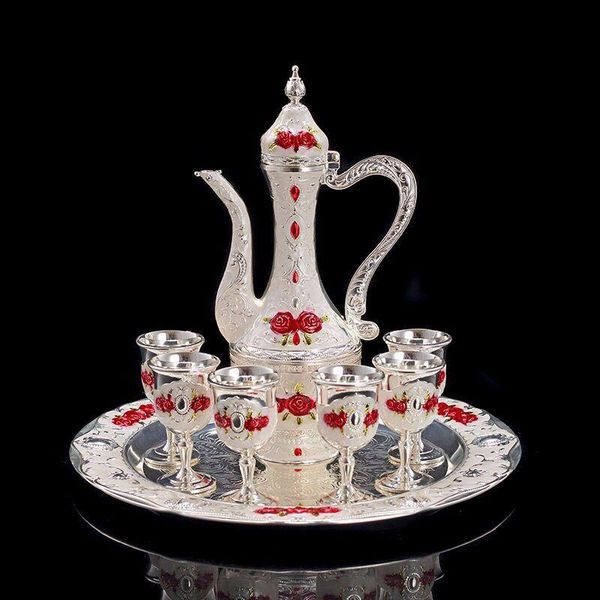 

metal wine set liquor tray подарок русское вино набор высокий европейский стиль цинковый винный кувшин стекло jllequ