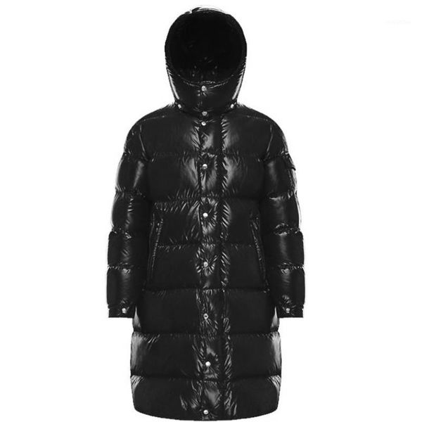

2020 autumn winter fashion long down warm coat new thickened knee-length overcoat loose fashion down vintage minimalist outwear1, Black