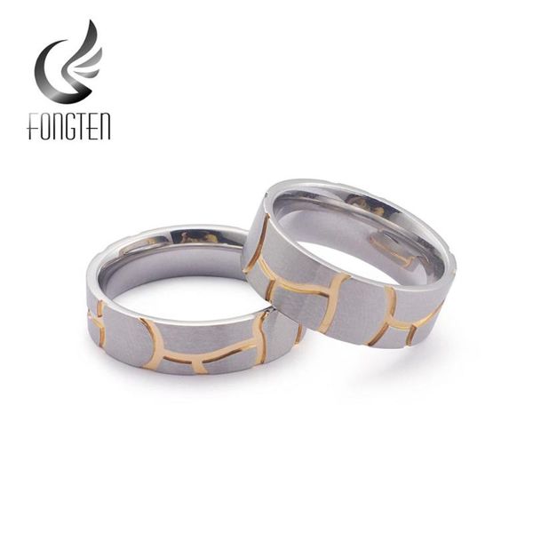 

cluster rings fongten irregular pattern promise lover ring for men and women stainless steel vintage wedding bands, Golden;silver