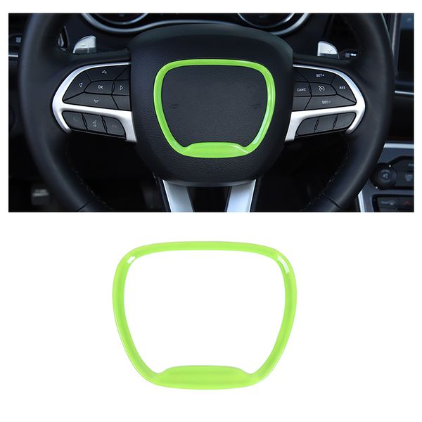 

green steering wheel trim ring decal sticker cover for dodge challenger /charger 2015 up auto interior accessories