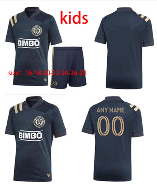 

philadelphia league 2021 + children football jersey mls # 10 monteiro bedoya uniform 2020 21 # 22 aaronson przybylko, Black;yellow