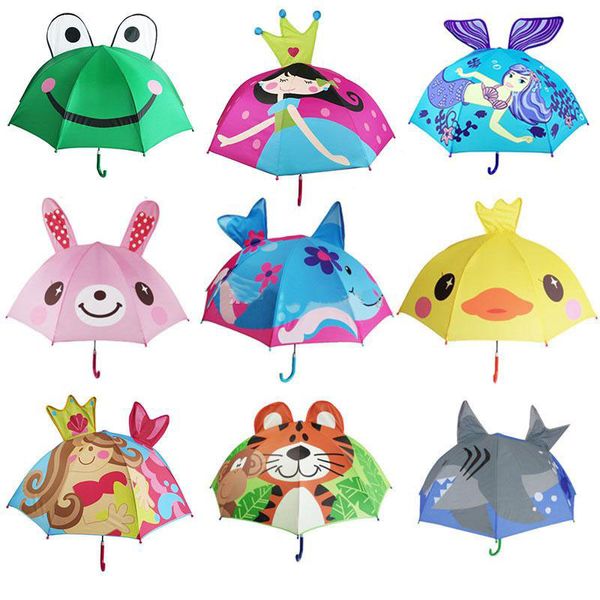 

33 styles lovely cartoon animal design umbrella for kids children 3d creative umbrella baby sun umbrella, Red;brown