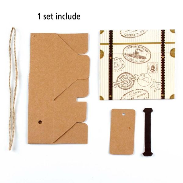 

ourwarm wedding favors gift box paper suitcase travel candy bags with kraft tag for guest birthday baby shower party decoration bbybtd