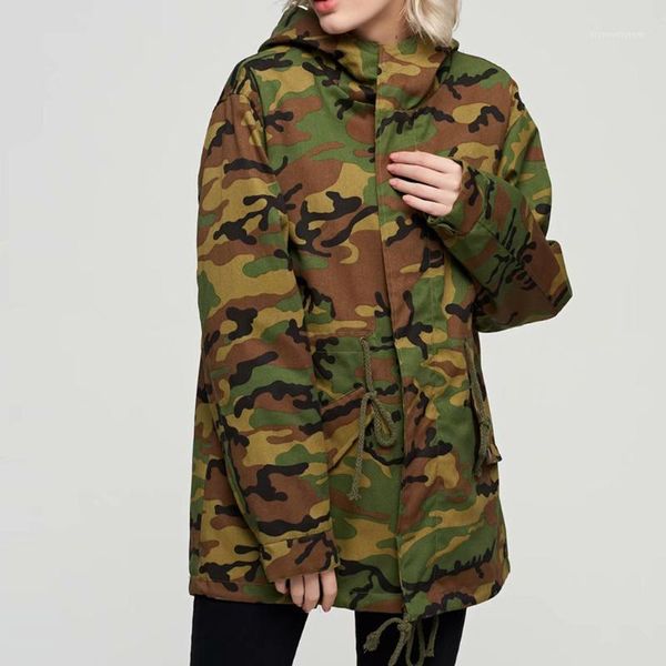 

plus size women camouflage hoodies fashion zip-up long sleeve sweatshirts lady autumn casual hooded coat pockets1, Tan;black