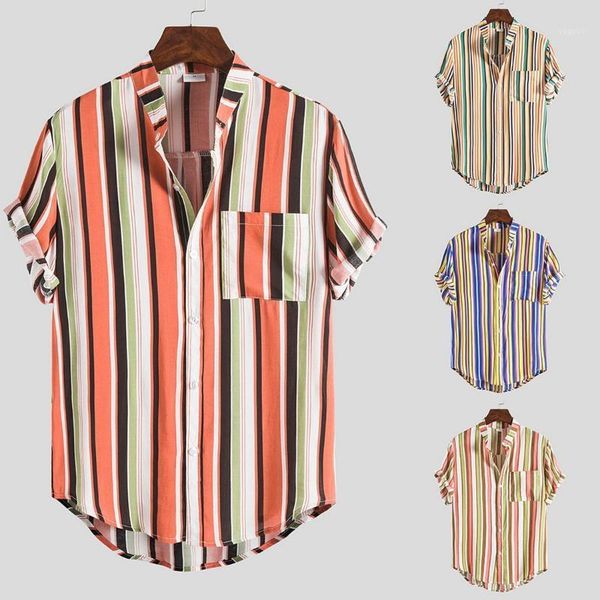 

men summer fashion striped shirts harajuku casual short sleeve shirts men male slim fit shirt camisa masculina chemise homme1, White;black