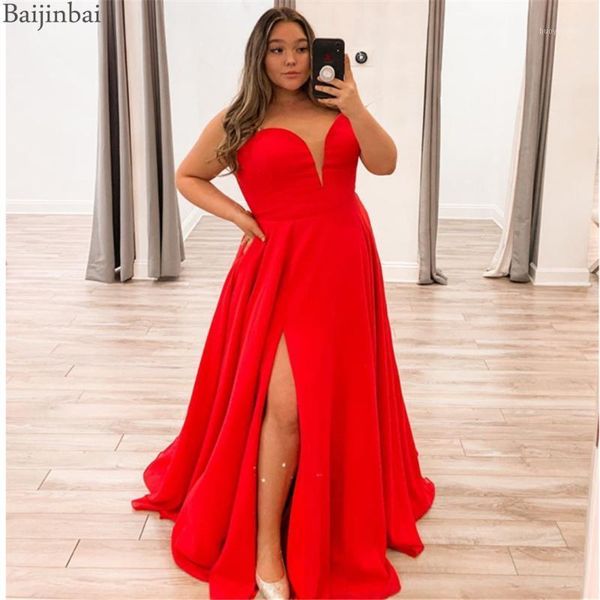 

party dresses baijinbai sweetheart chiffon evening long with back lace-up red wedding guest prom formal gowns side slit plus size1, White;black