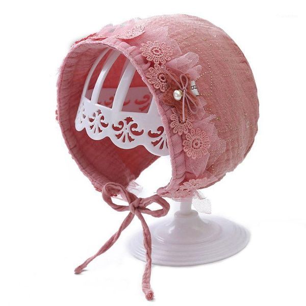 

lace newborn cotton kids hat baby princess cap infant baby bonnet summer sun hat1, Yellow