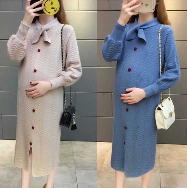 

sweater and winter 2020 new loose pregnant women's autumn suit medium length dress bottoming shirt, White