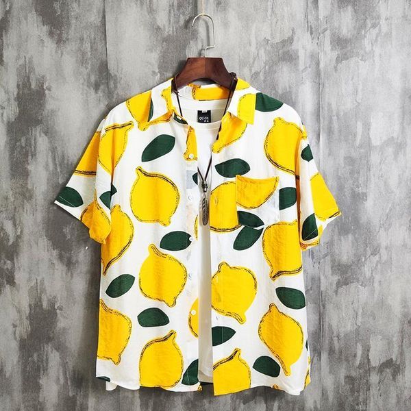 

summer hawaiian loose printed men shirt beach short sleeve button collar shirts koszula stylish men party clothes new mm60ncs1, White;black