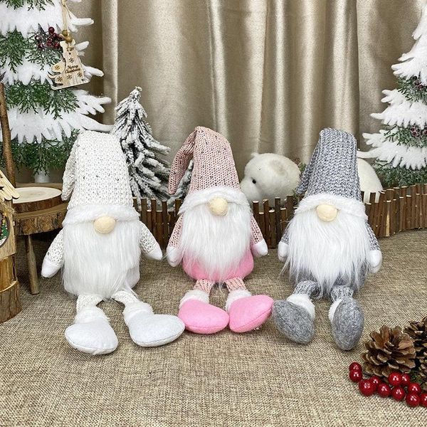 

christmas long-legged swedish santa claus plush doll ornament handmade elf toy holiday house party decoration kid gift