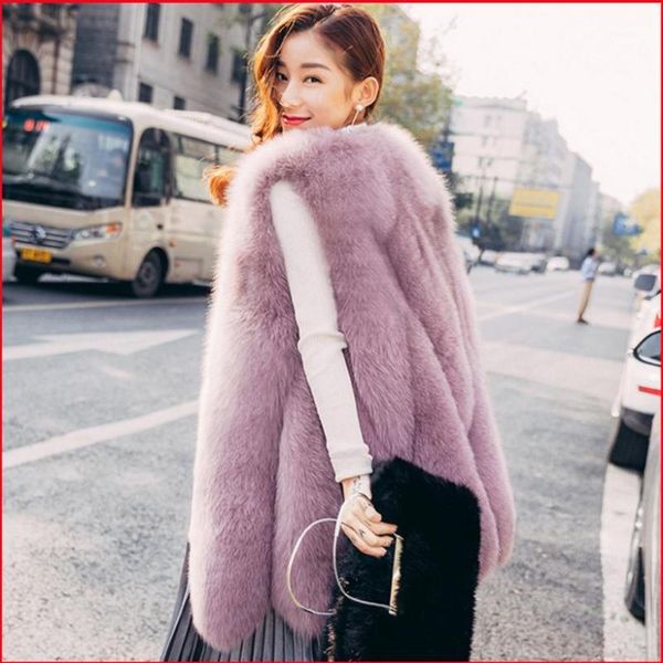 

new arrival 2018 winter warm fashion brand women faux fur vest faux fur coat fur vest colete feminino plus size s-4xl1, Black