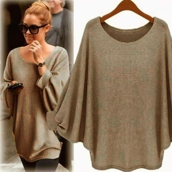 

sweaters women fashion o-neck soild pullover loose batwing sleeve plus size knitted autumn winter women clothes #bl21, White;black