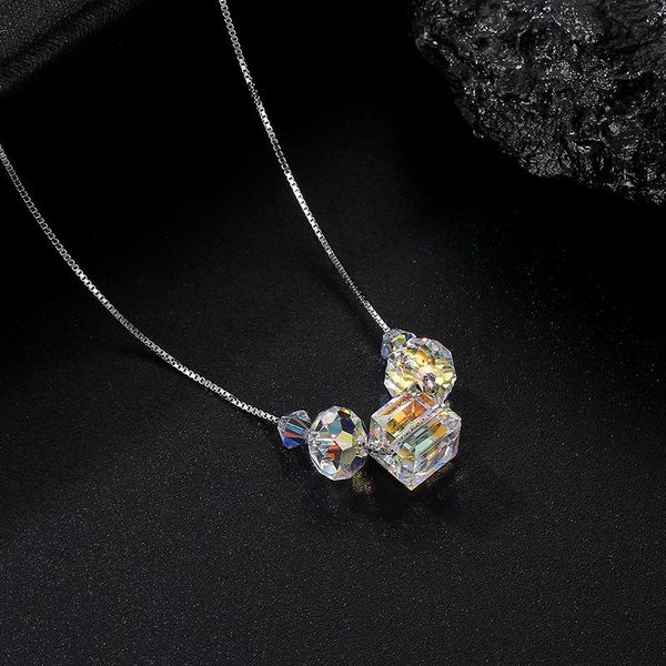 

pendant necklaces baffin colorful beads necklace cube crystals from for women wedding silver color box chain summer jewelry 2021