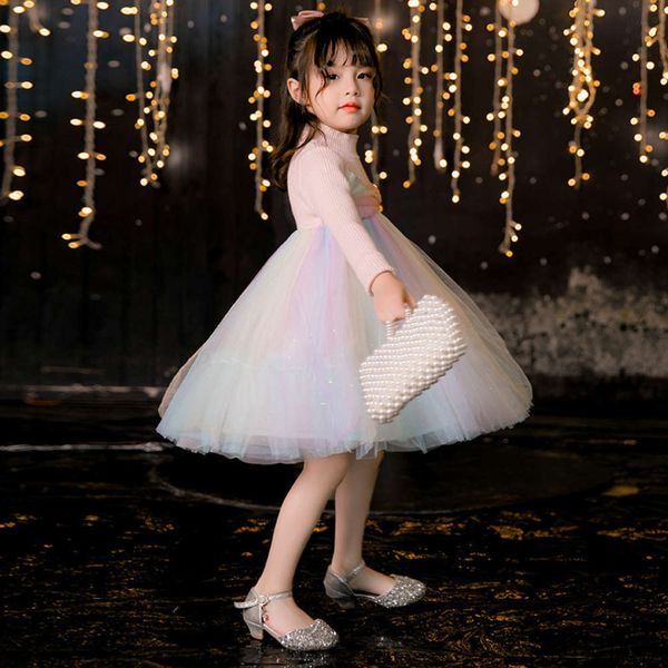 

drs rainbow ice autumn and snow girl's winter 2020 new korean gauze pengpeng princs skirt 8658 rzdn, Red;yellow