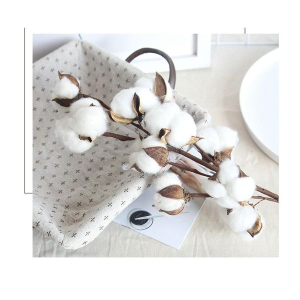 

9 heads dried cotton stems natural artificial flower decorative wedding home party living room lon wmtvsz