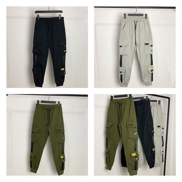 

20fw autumn and winter new men's overalls fashion hook pattern multi-pocket streamer sports trousers trousers casual pants size m-2xl, Black