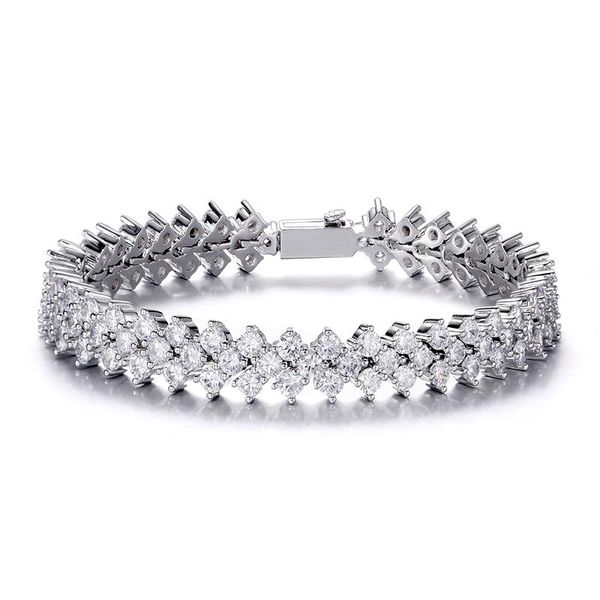 

chains us7 10mm 3rows tennis bracelet iced out bling zircon rose gold men hip hop jewelry silver color charms