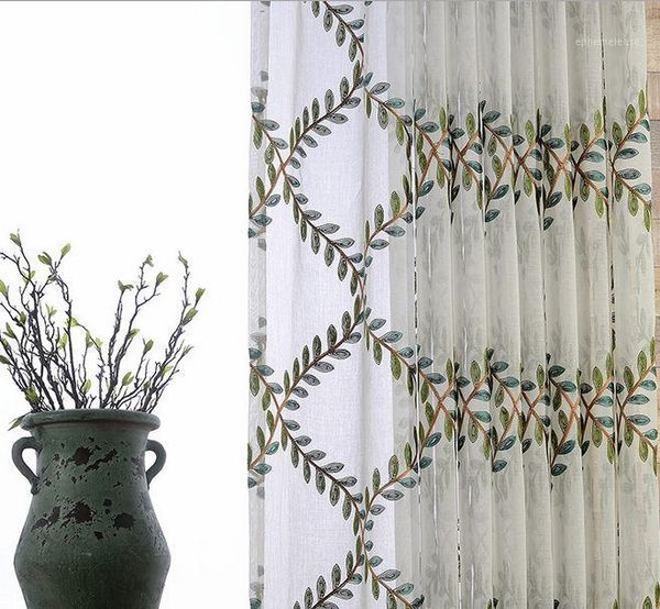 

exquisite embroidery olive branch tulle curtains window sheer voile curtain cortinas for living room rideaux pour le salon cl-271