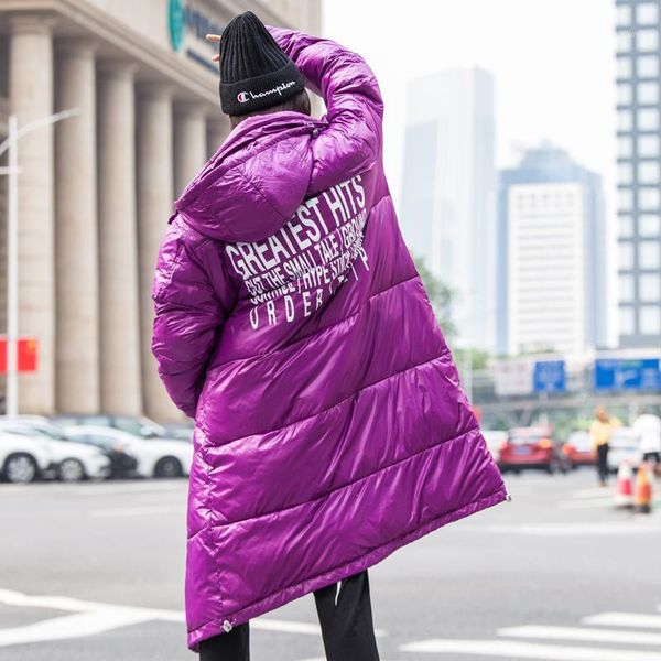 

new winter fashion women's printed letters of long purple down cotton-padded jacket coat1, Black