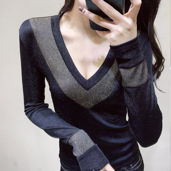 

spring and autumn women's 2020 new v-neck cotton base shirt long sleeve t-shirt slim foreign style small shirt1, White