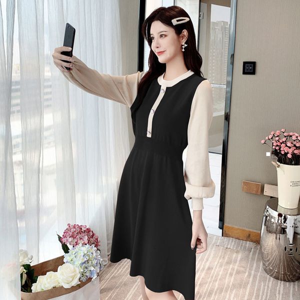 

new 2021 fall sleeves lady in red nightgown elegant fashion long style knitted mesh dress y253 4dx1 0g94, Black;gray