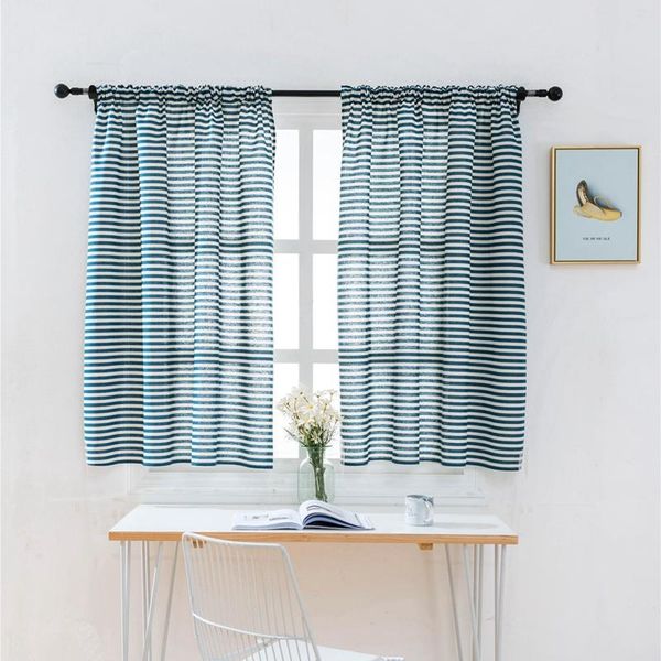 

modern blackout half blackout white & blue stripes curtains custom made drape cloth curtains for living room bedroom balcony