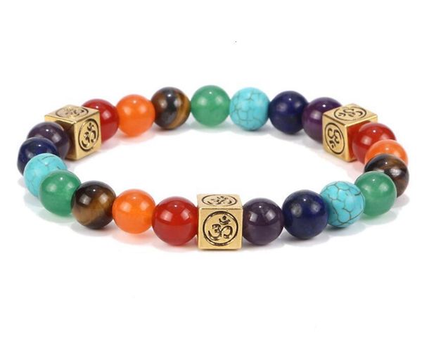 

natural stone 7 chakra healing balance new bracelet om rosary beads bracelets reiki yoga jewelry, Black