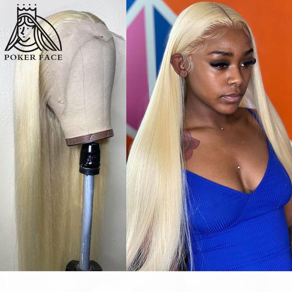 

28 inches middle part 613 blonde lace part front human hair wigs brazilian straight hair lace frontal wig 613 remy wig, Black;brown