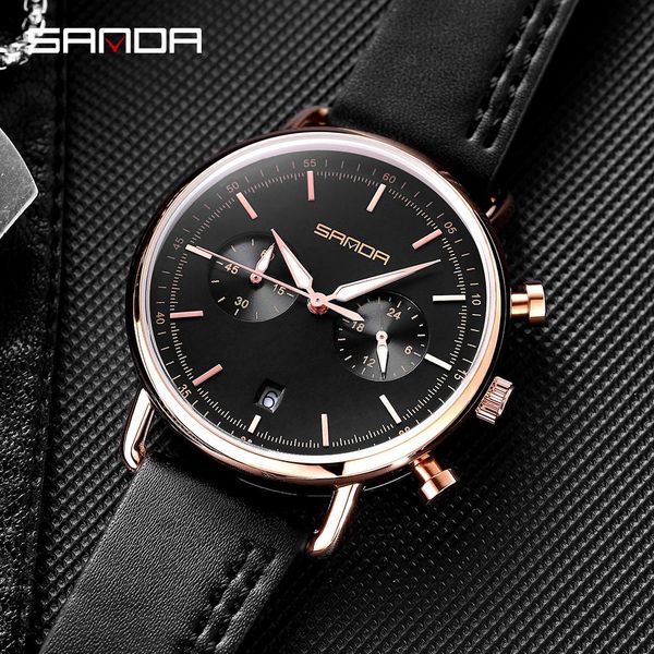 

2020 watch mens watch new sapphire waterproof business sports watch high-end gentleman luminous simple birthday gift 1033, Slivery;brown