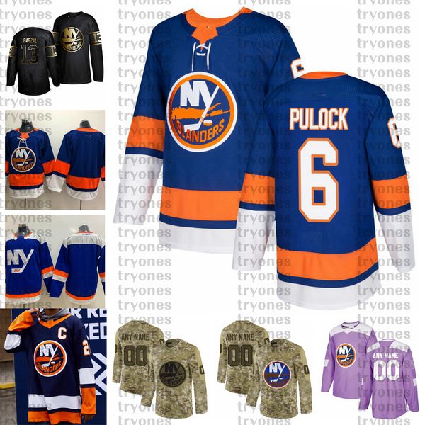 

2021 customize #6 ryan pulock new york islanders jerseys golden edition camo veterans day fights cancer custom stitched hockey jerseys, Black;red