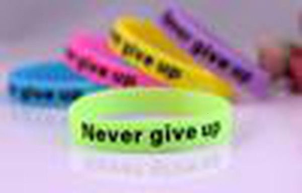 

up wholesale 5000pcs /lot mix 5colors never give wristband silicone bracelet sb017, Black