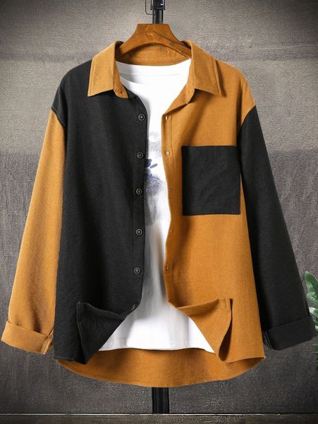 

men two tone corduroy shirt without tee z09x#, White;black